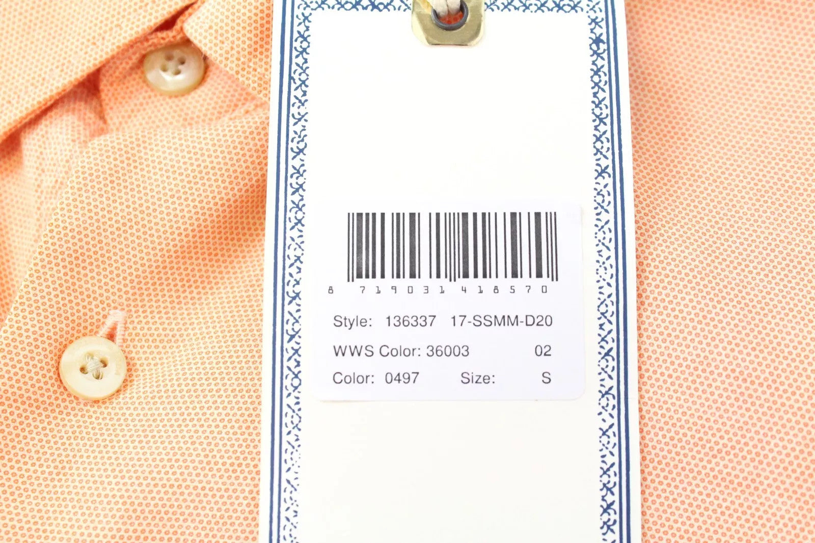 SCOTCH & SODA Ams Couture Men's Shirt S Orange Cotton Washed Long Sleeve Top