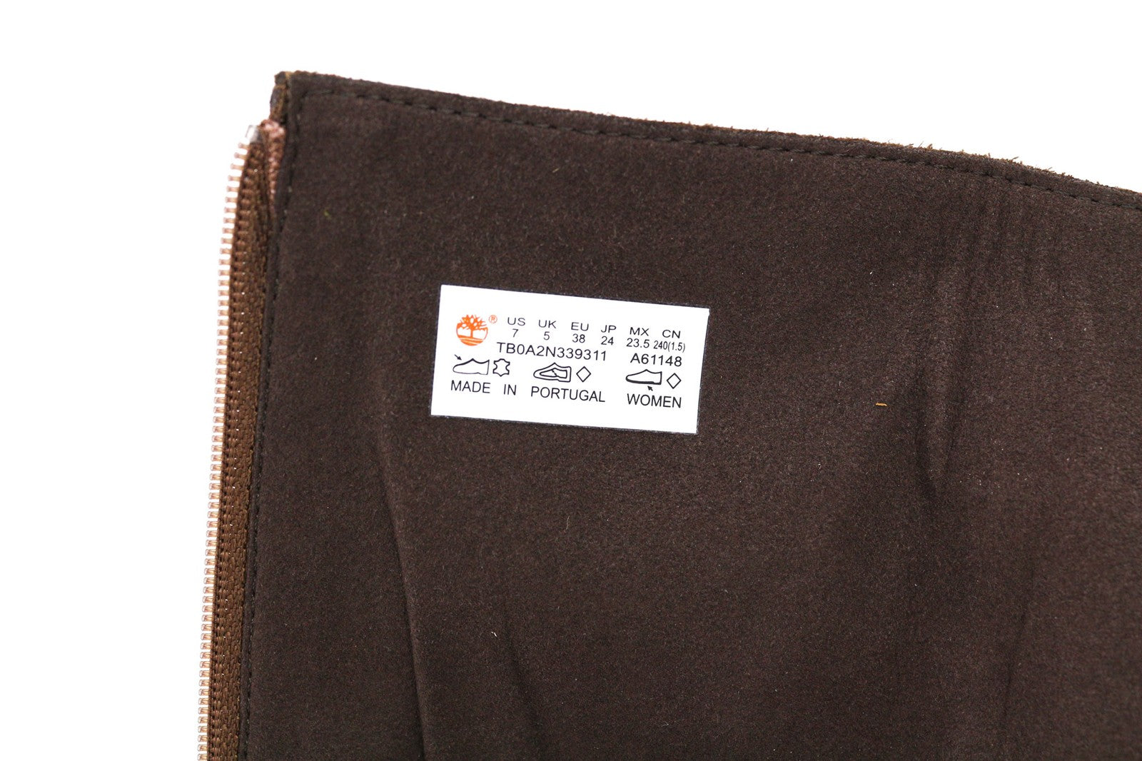 TIMBERLAND Womens Boots EU38 EU39 Brown Leather Almont Toe Zipper Long