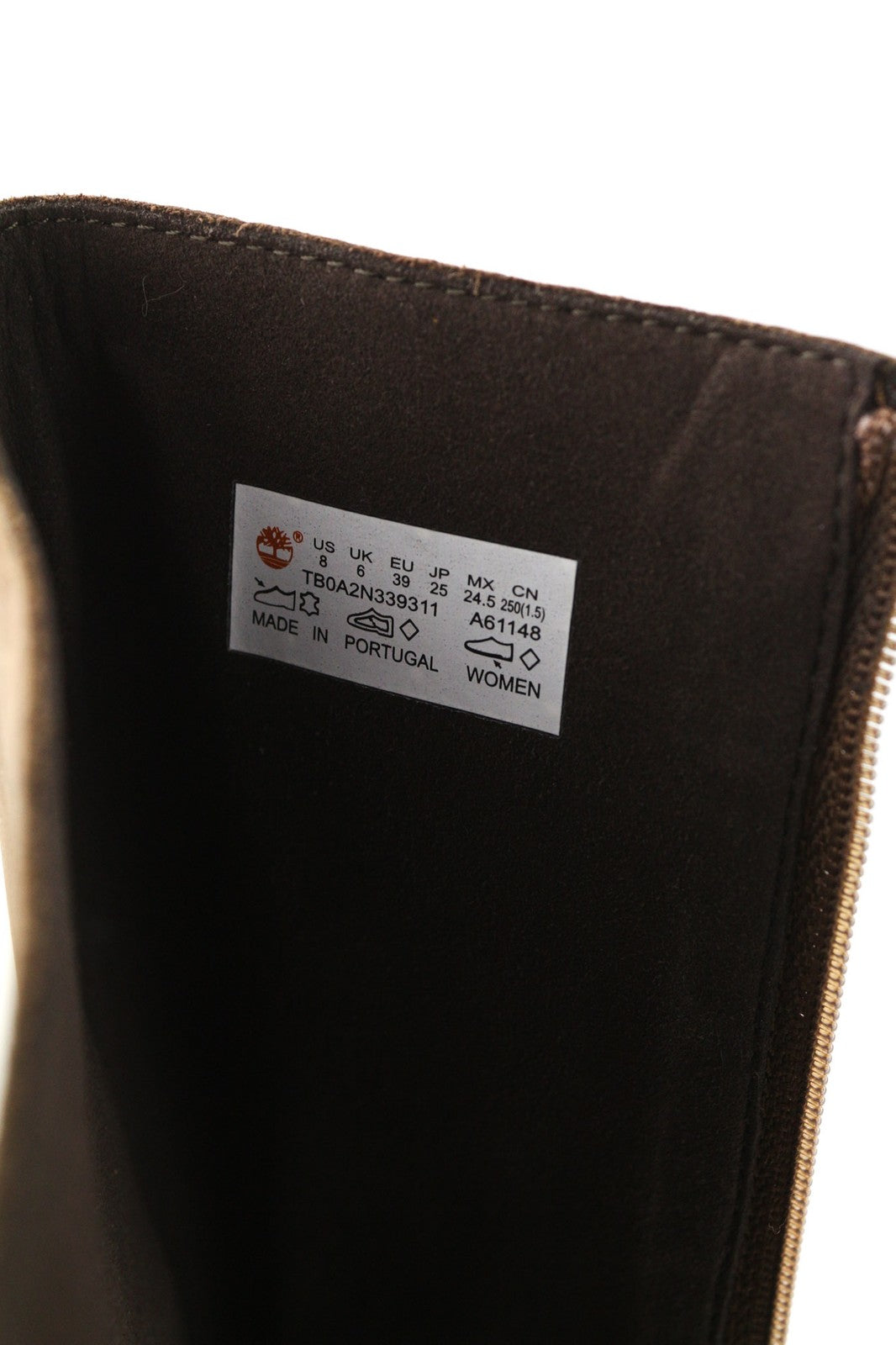 TIMBERLAND Womens Boots EU38 EU39 Brown Leather Almont Toe Zipper Long