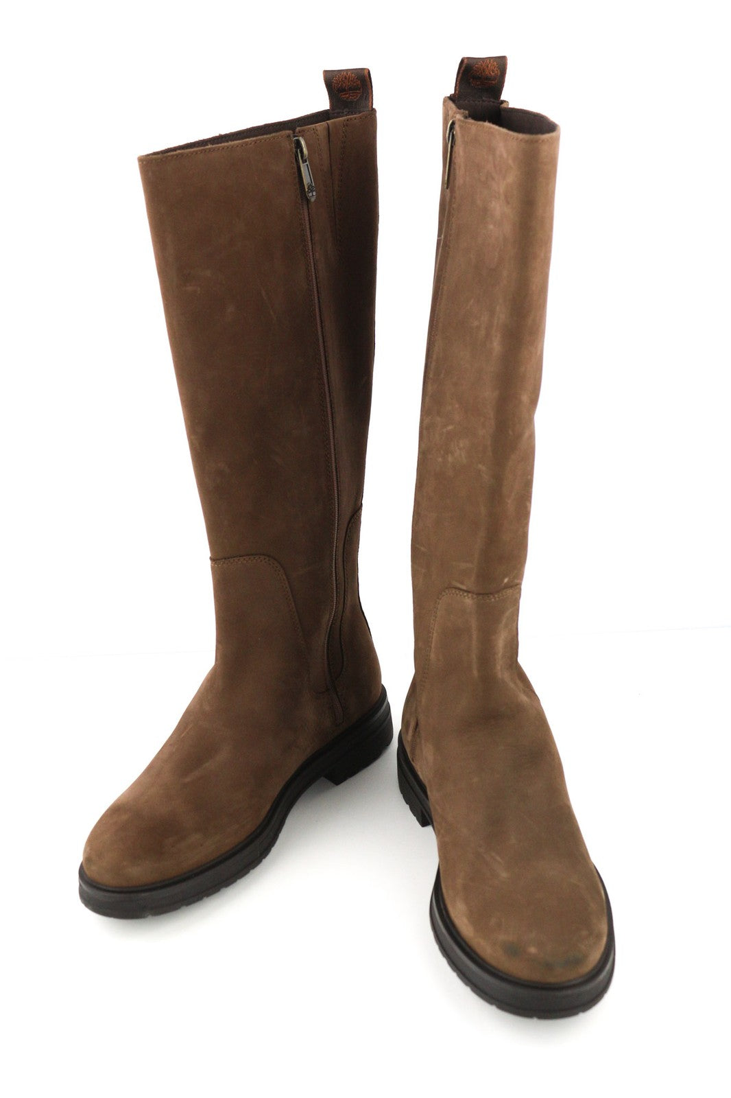 TIMBERLAND Womens Boots EU38 EU39 Brown Leather Almont Toe Zipper Long