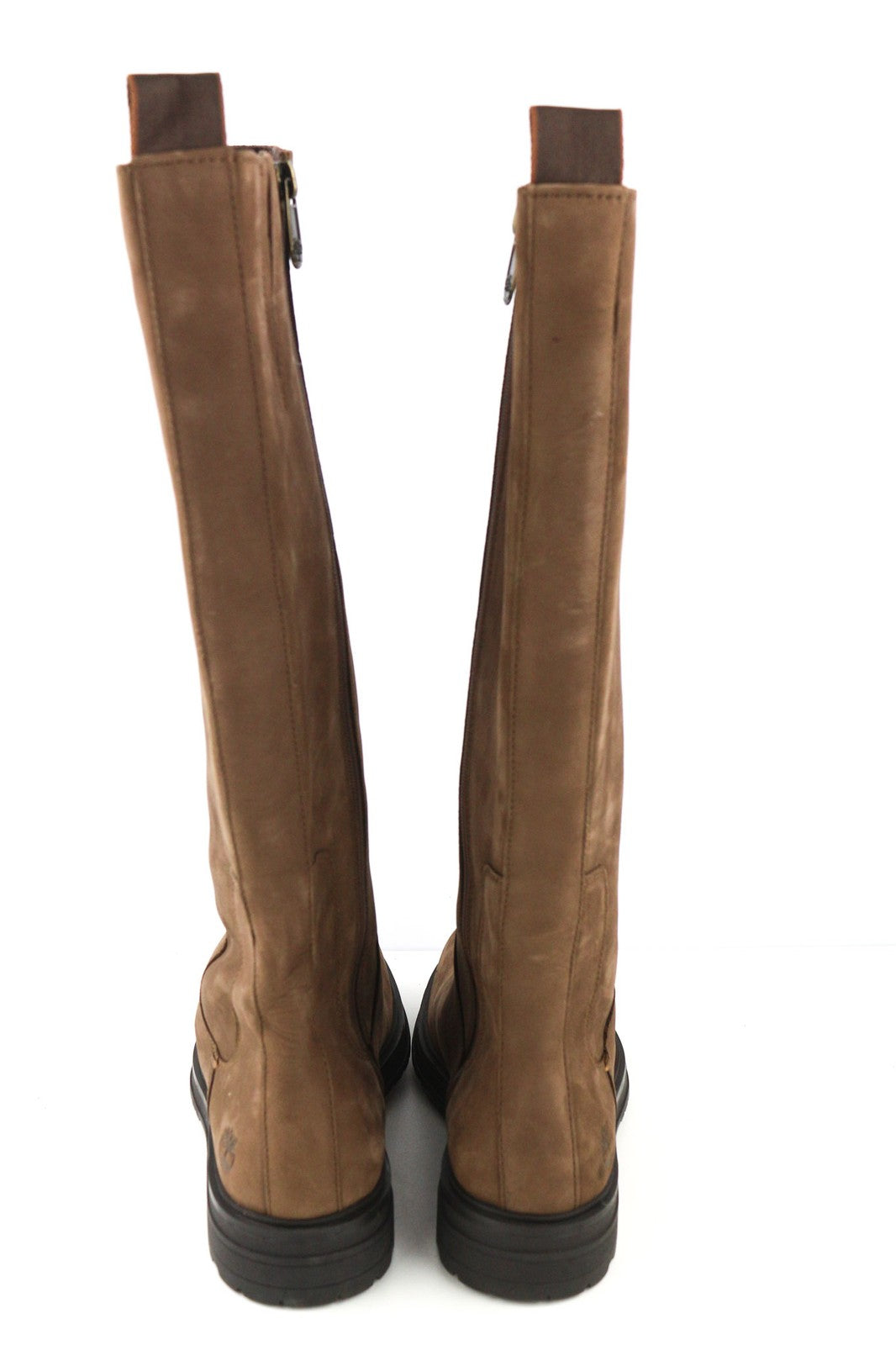 TIMBERLAND Womens Boots EU38 EU39 Brown Leather Almont Toe Zipper Long