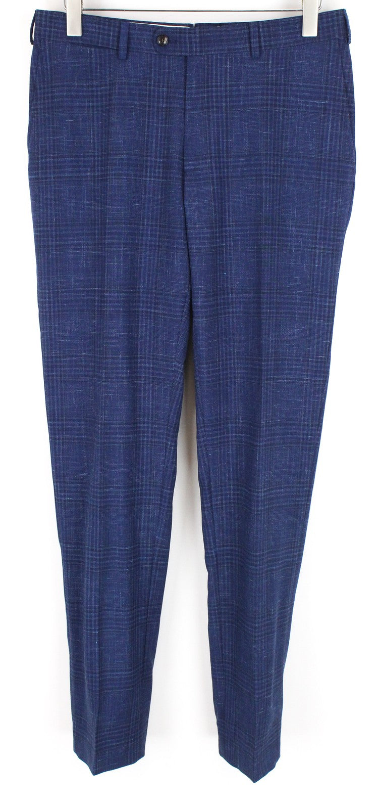 SUITSUPPLY Havana Men's Suit UK36R Blue Checked 2-Piece Wool Silk Linen Slim