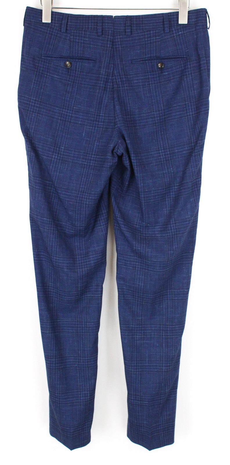 SUITSUPPLY Havana Men's Suit UK36R Blue Checked 2-Piece Wool Silk Linen Slim