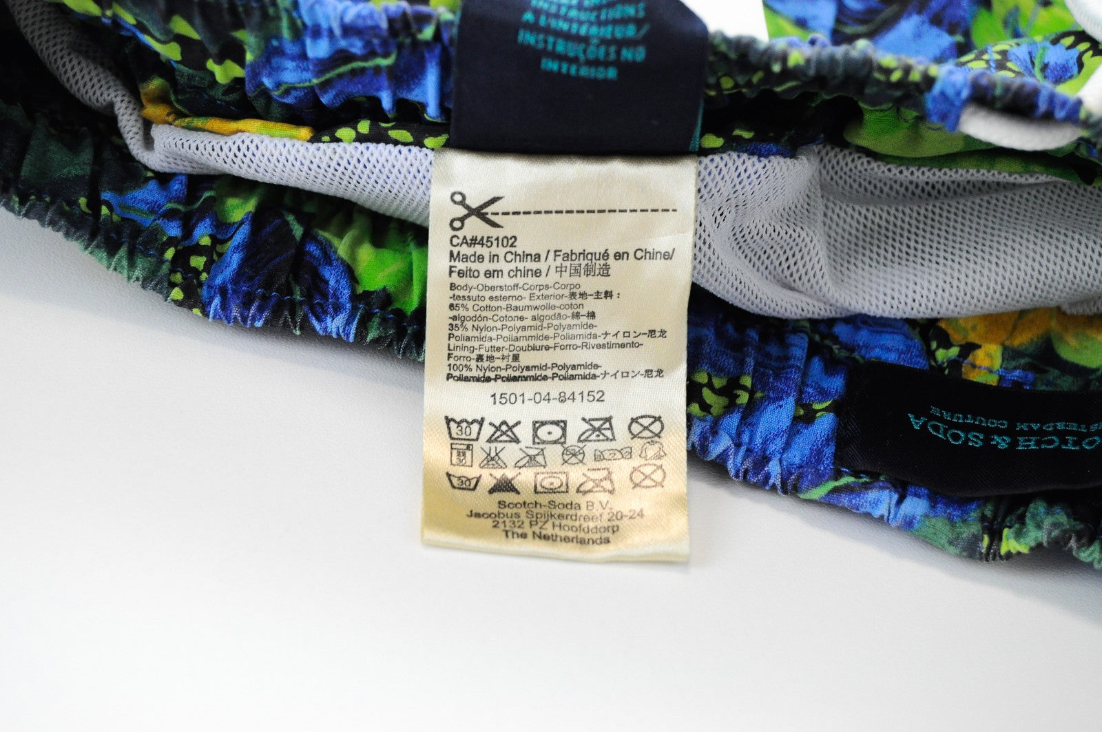 SCOTCH & SODA Ams Couture Men's Swim Shorts L Green Patterned Cotton Blend