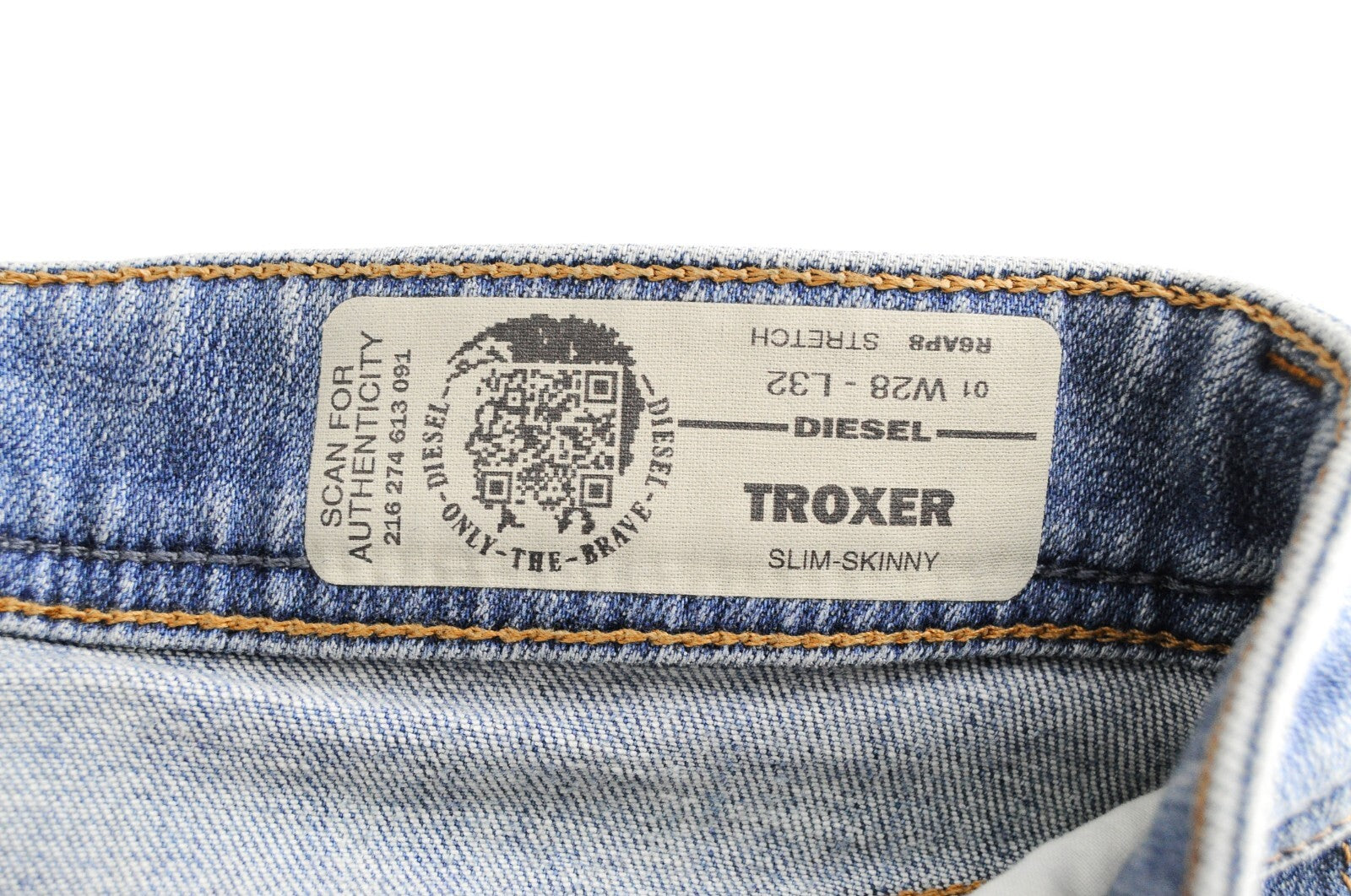 DIESEL Troxer R6AP8 Men's Blue Jeans W28/L32 Slim Skinny Washed Cotton Stretch