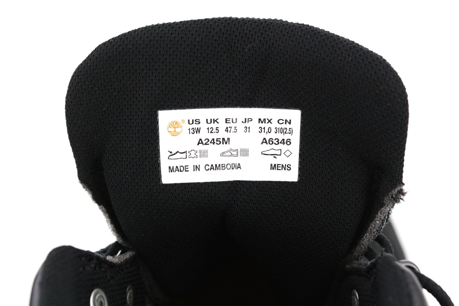 TIMBERLAND A245M Mens Boots EU46 EU47.5 Black Leather Almond Toe Lace Up ReBOTL