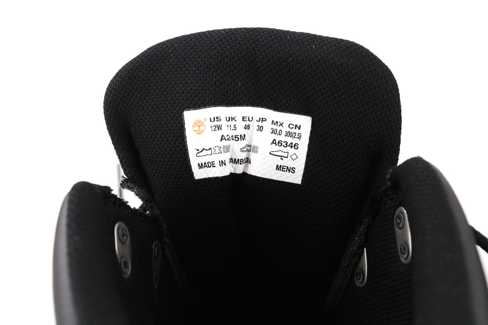 TIMBERLAND A245M Mens Boots EU46 EU47.5 Black Leather Almond Toe Lace Up ReBOTL