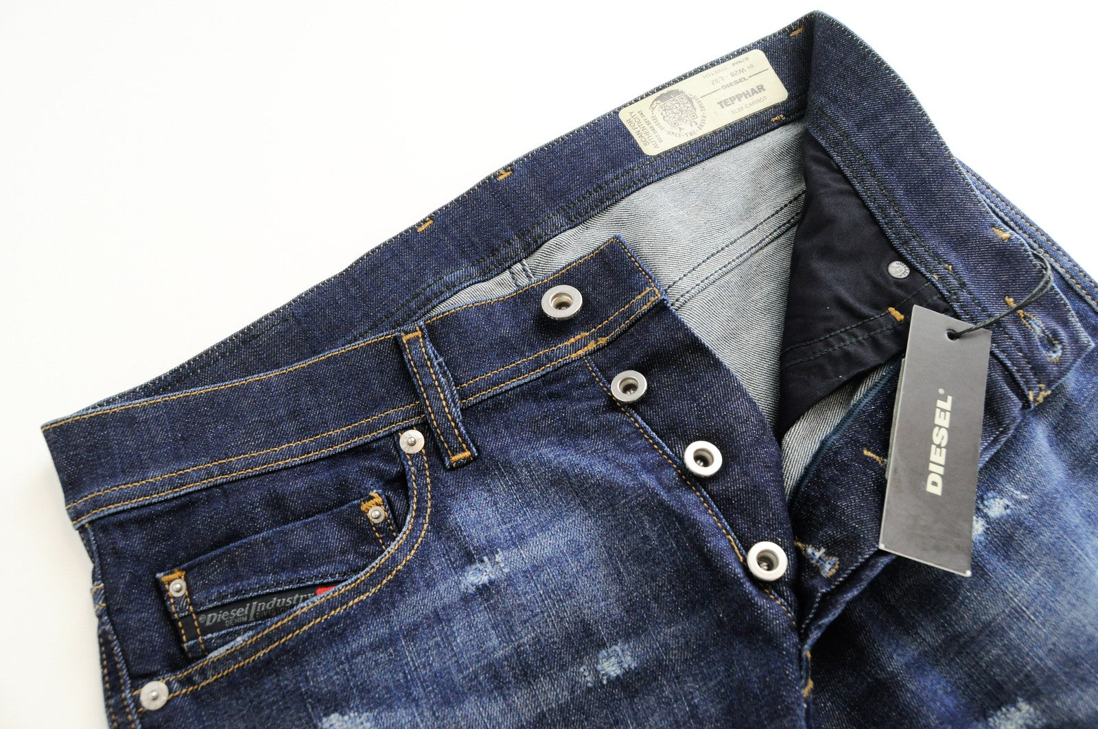 DIESEL Tepphar R7NA8 Men's Blue Jeans W28/L32 Slim Carrot Aged Distressed Fit