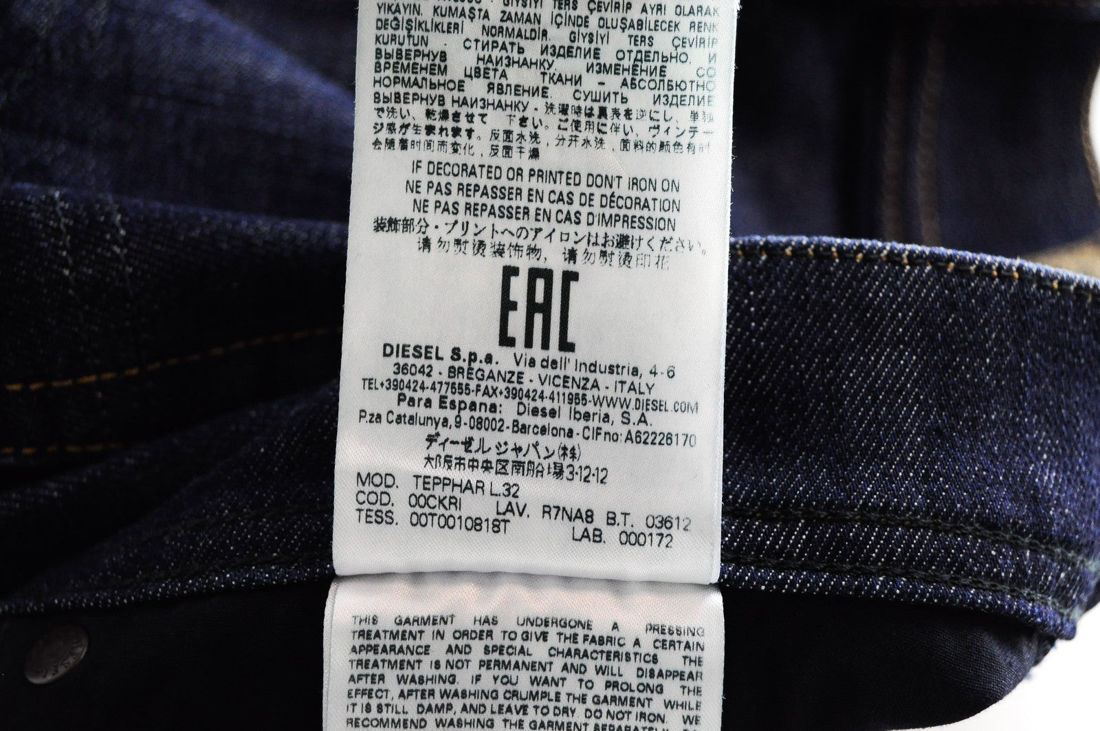 DIESEL Tepphar R7NA8 Men's Blue Jeans W28/L32 Slim Carrot Aged Distressed Fit