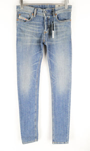 DIESEL Troxer R6AP8 Men's Blue Jeans W28/L32 Slim Skinny Aged Stained Denim