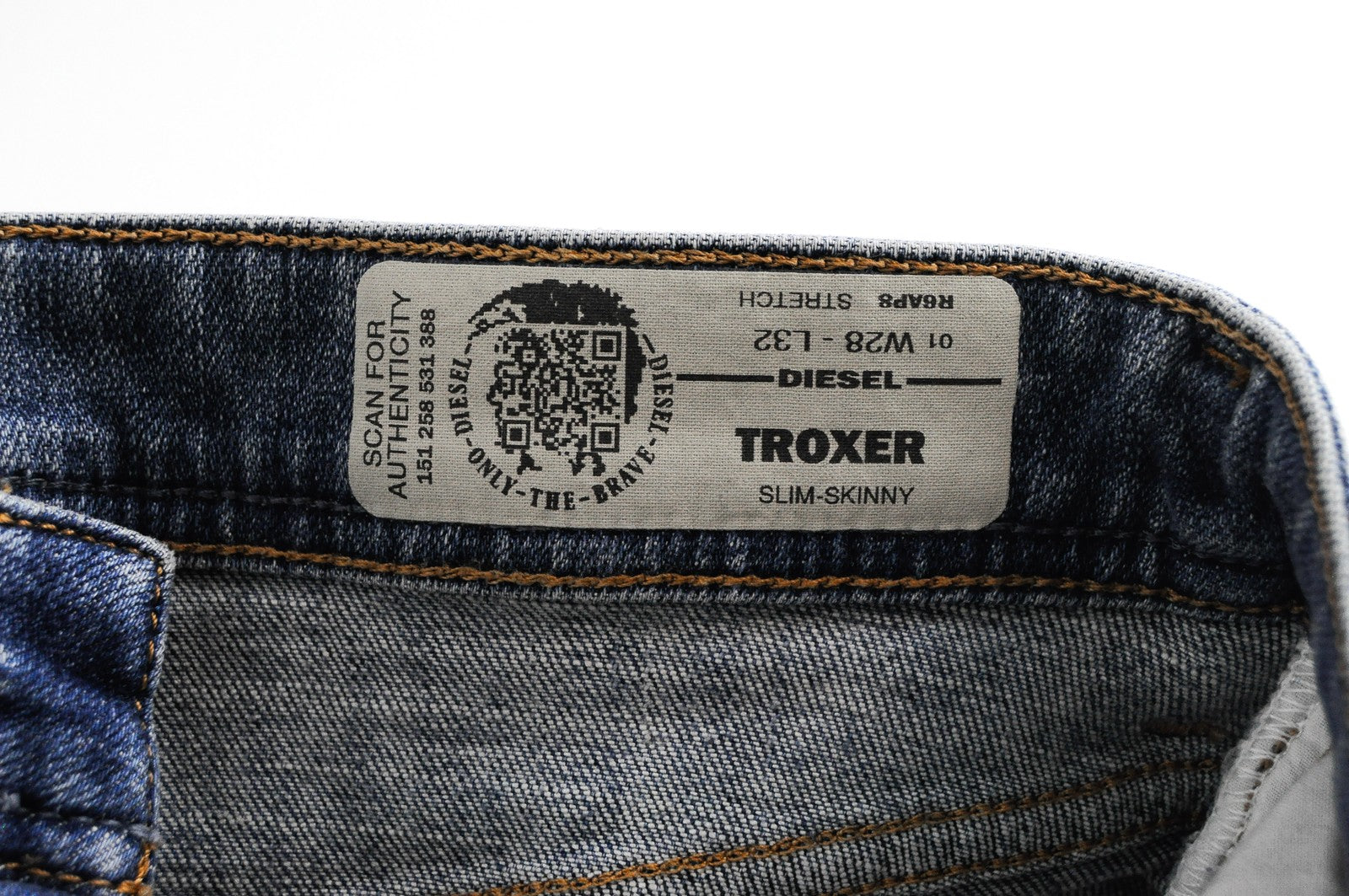 DIESEL Troxer R6AP8 Men's Blue Jeans W28/L32 Slim Skinny Aged Stained Denim