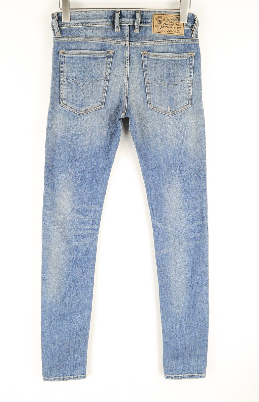 DIESEL Troxer R6AP8 Men's Blue Jeans W28/L32 Slim Skinny Aged Stained Denim