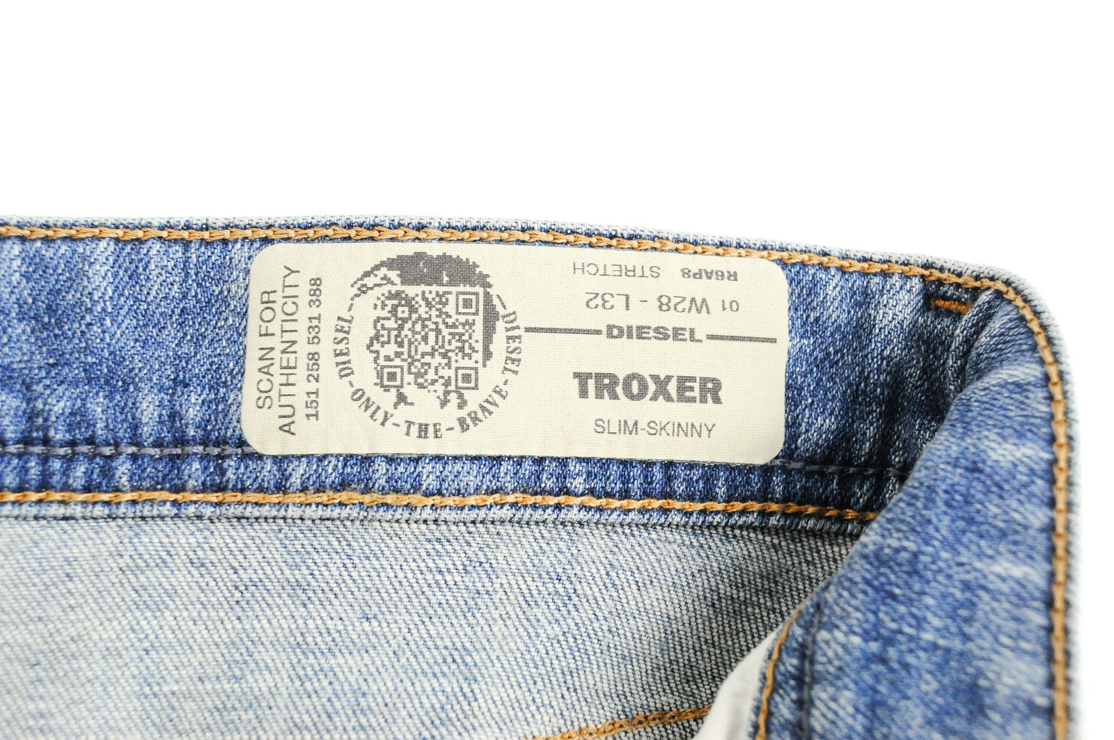 DIESEL Troxer R6AP8 Men's Blue Jeans W28/L32 Slim Skinny Aged Stained Denim