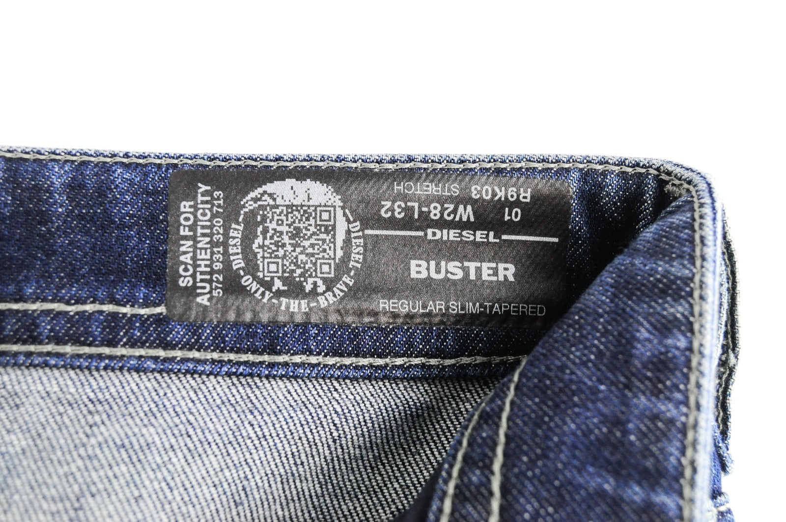 DIESEL Buster R9K03 Men's Blue Jeans W28/L32 Slim Tapered Stained Distressed