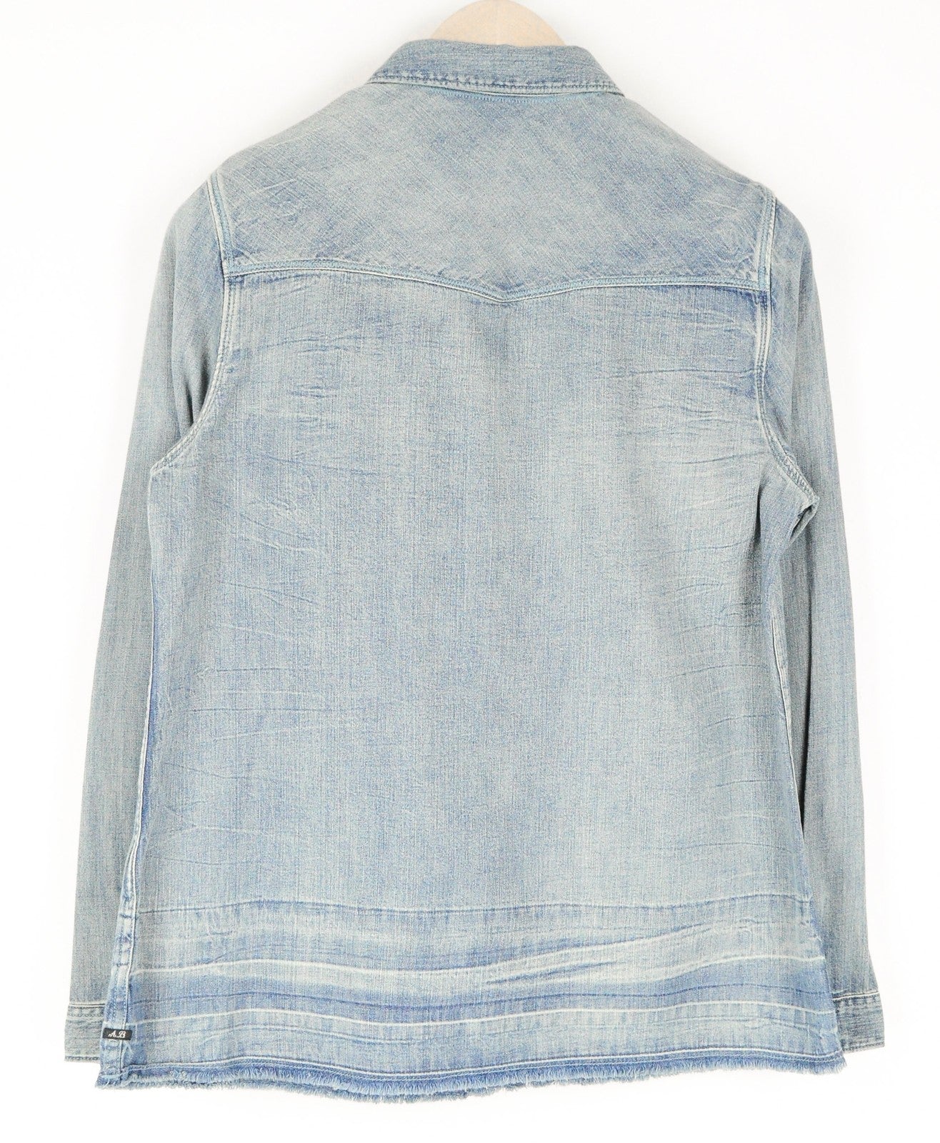 SCOTCH & SODA Ams Blauw Men's Shirt S Blue Denim Style Cotton Ripped Half-Button