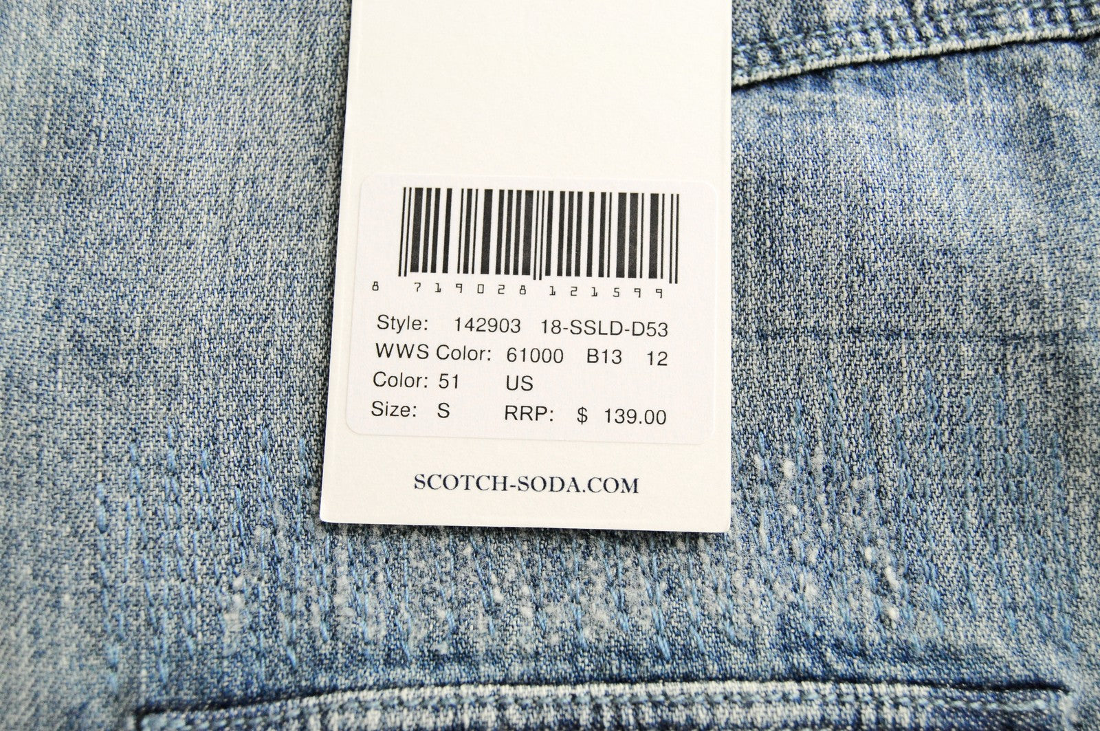 SCOTCH & SODA Ams Blauw Men's Shirt S Blue Denim Style Cotton Ripped Half-Button