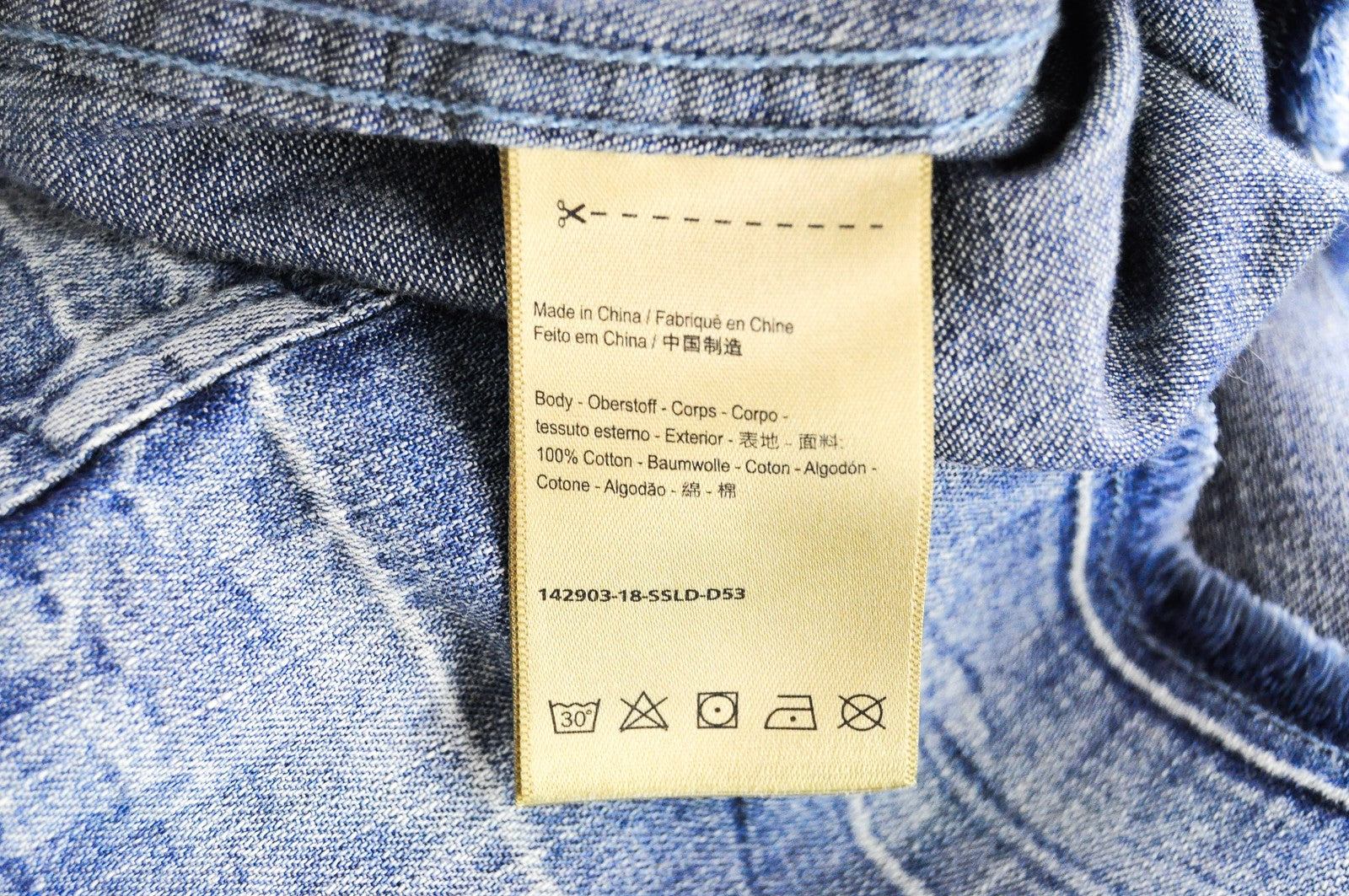 SCOTCH & SODA Ams Blauw Men's Shirt S Blue Denim Style Cotton Ripped Half-Button