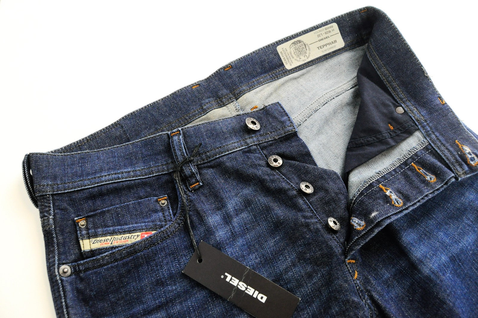 DIESEL Tepphar R845B Men's Blue Jeans W29/L32 Stone Washed Slim Carrot Stretch