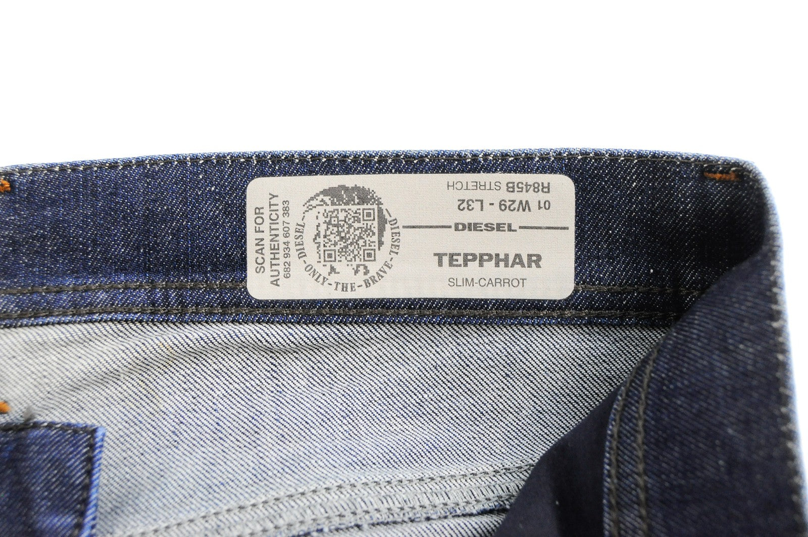 DIESEL Tepphar R845B Men's Blue Jeans W29/L32 Stone Washed Slim Carrot Stretch