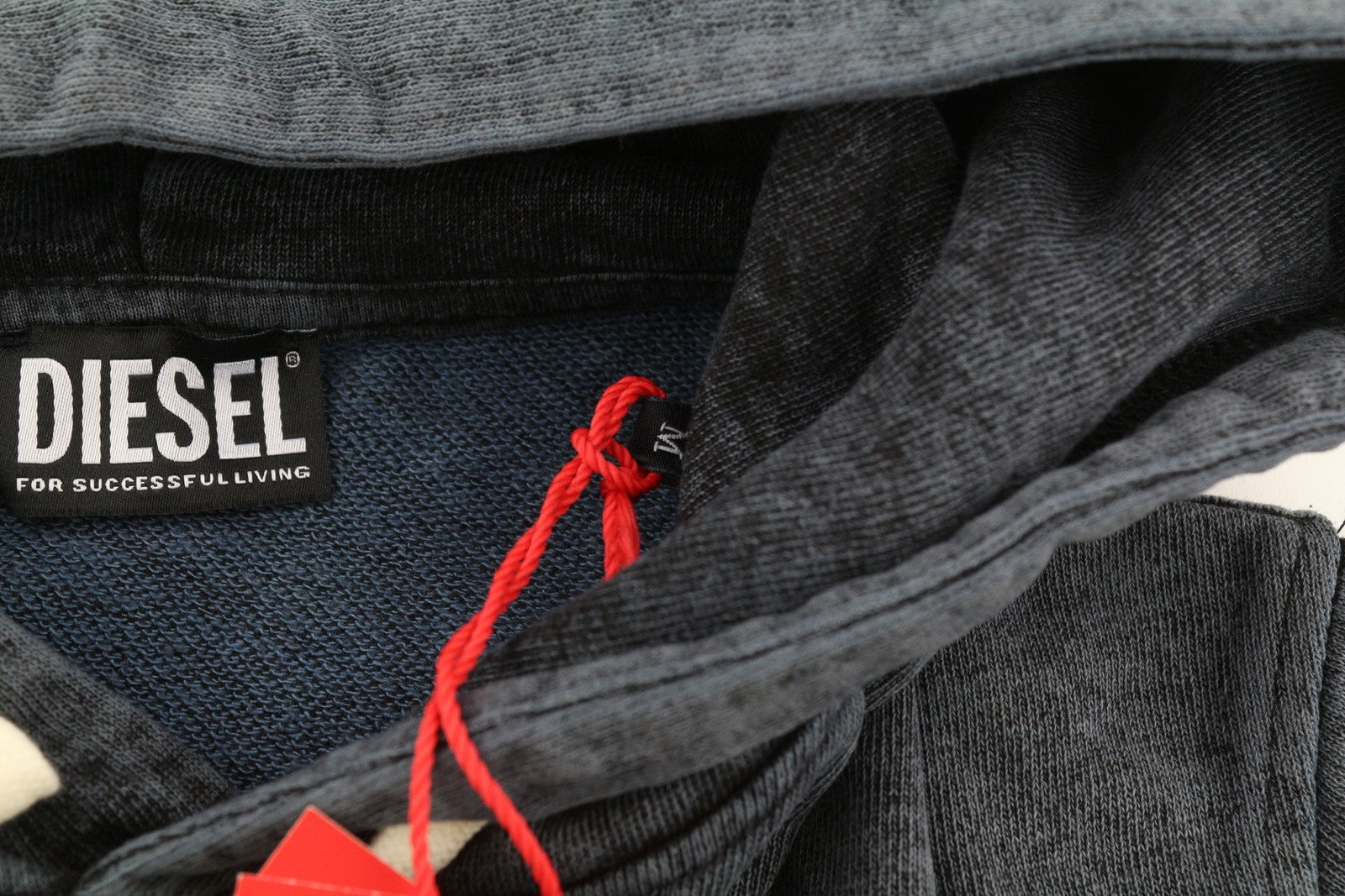 DIESEL S-Ginn-Hood-E1 Men Hoodie M Washed Grey Distress Hooded Kangaroo RRP€195