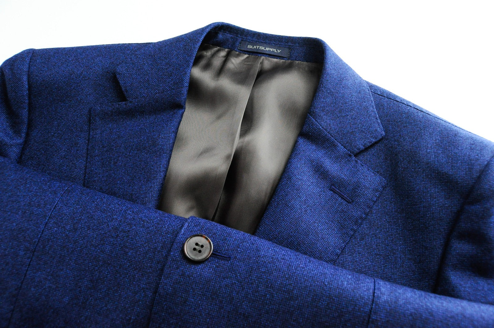 SUITSUPPLY Lazio Men's Suit UK40L Woolen Slim Cut Woven Melange 2-Piece Classic