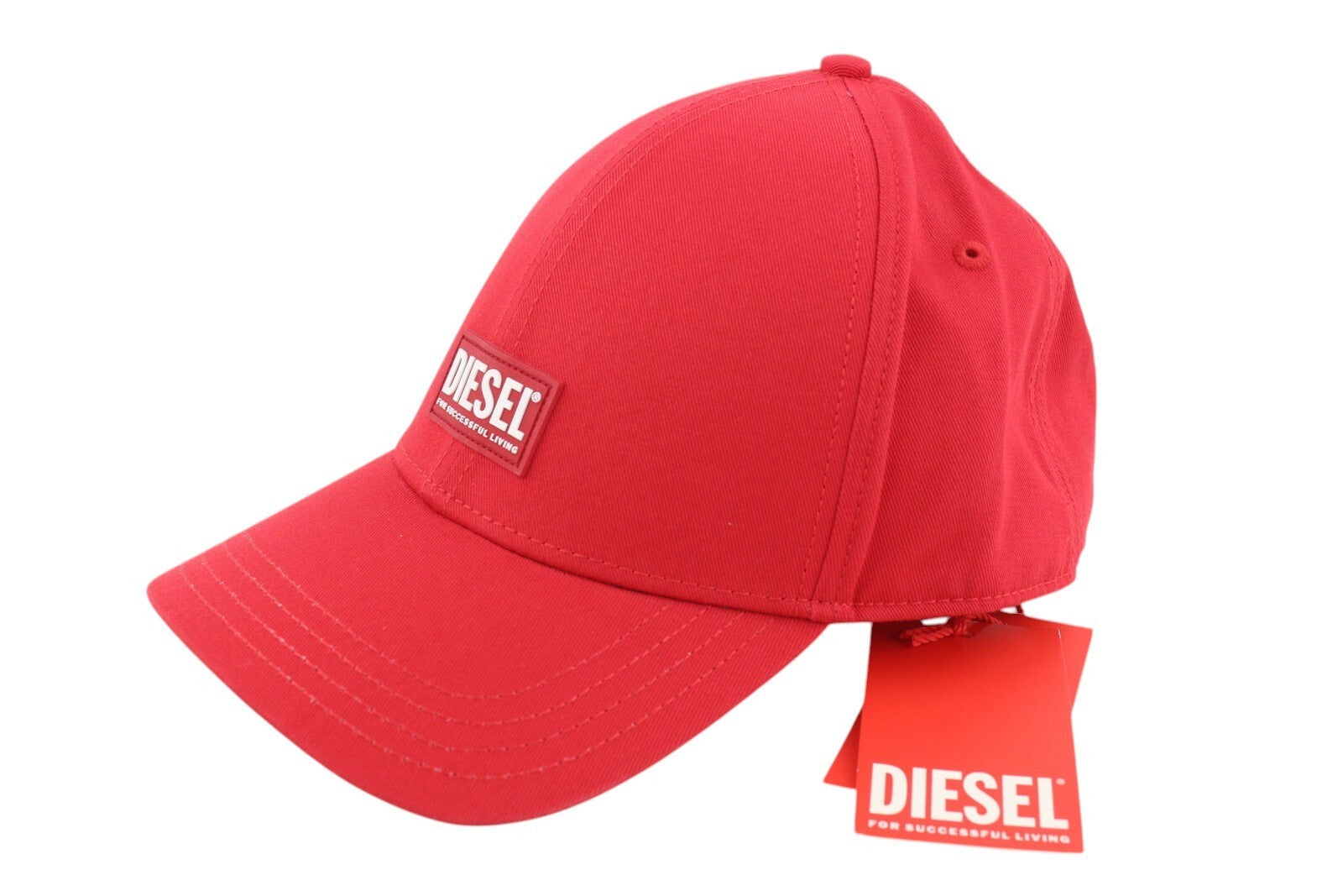 DIESEL Corry-Gum Men Cap OS Red Baseball Cotton Patch Front Logo Casual Unisex