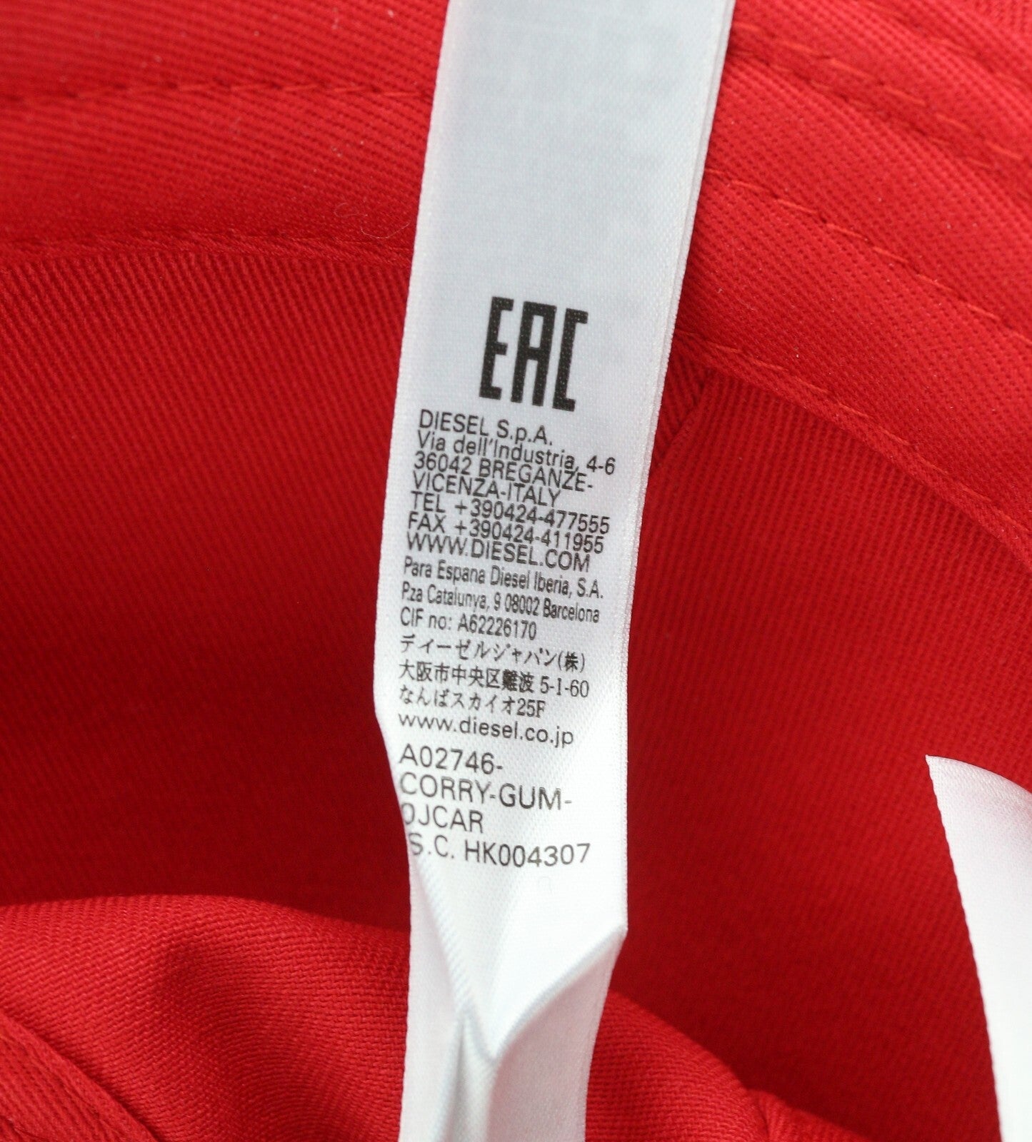 DIESEL Corry-Gum Men Cap OS Red Baseball Cotton Patch Front Logo Casual Unisex