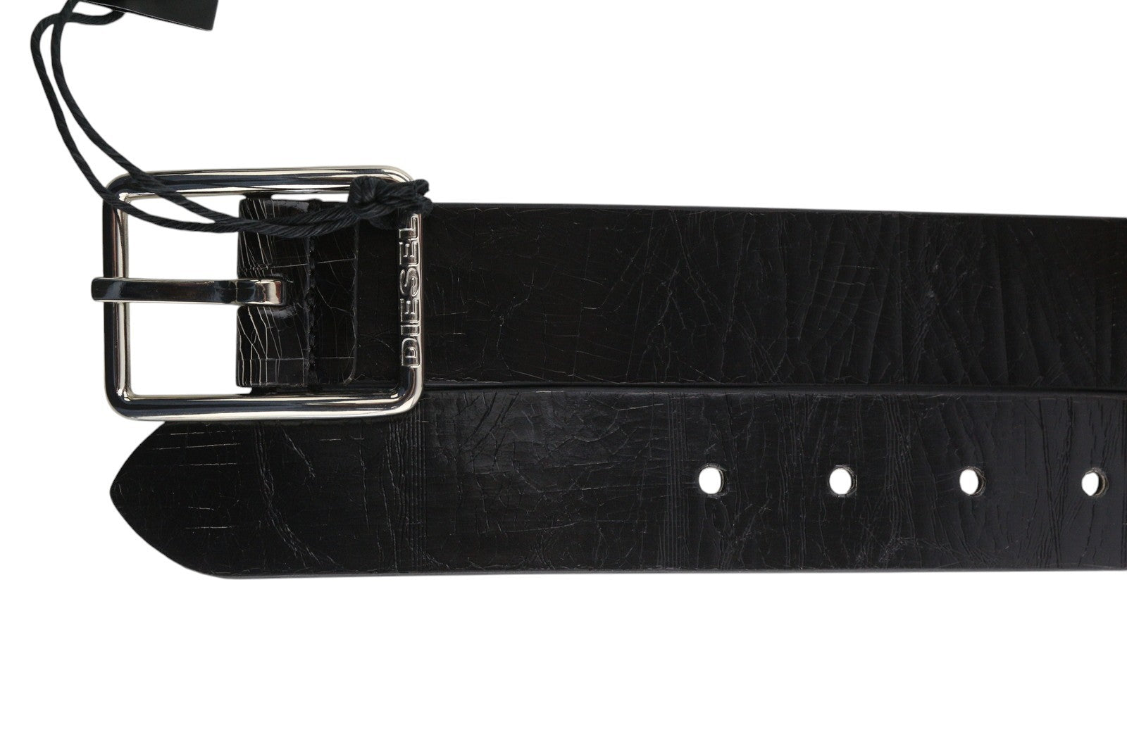 DIESEL B-Photo Men Belt 95 CM Reversible Leather Silver Tone Buckle Casual Dark