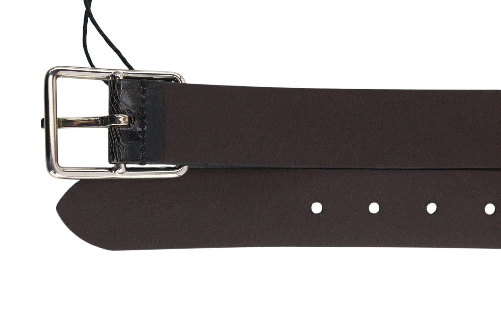 DIESEL B-Photo Men Belt 95 CM Reversible Leather Silver Tone Buckle Casual Dark