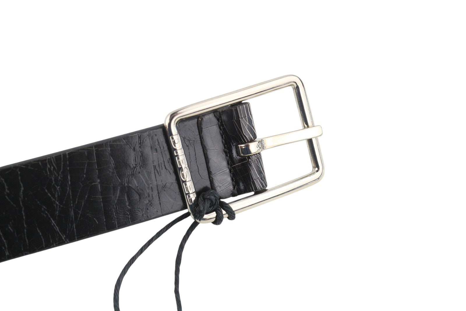 DIESEL B-Photo Men Belt 95 CM Reversible Leather Silver Tone Buckle Casual Dark