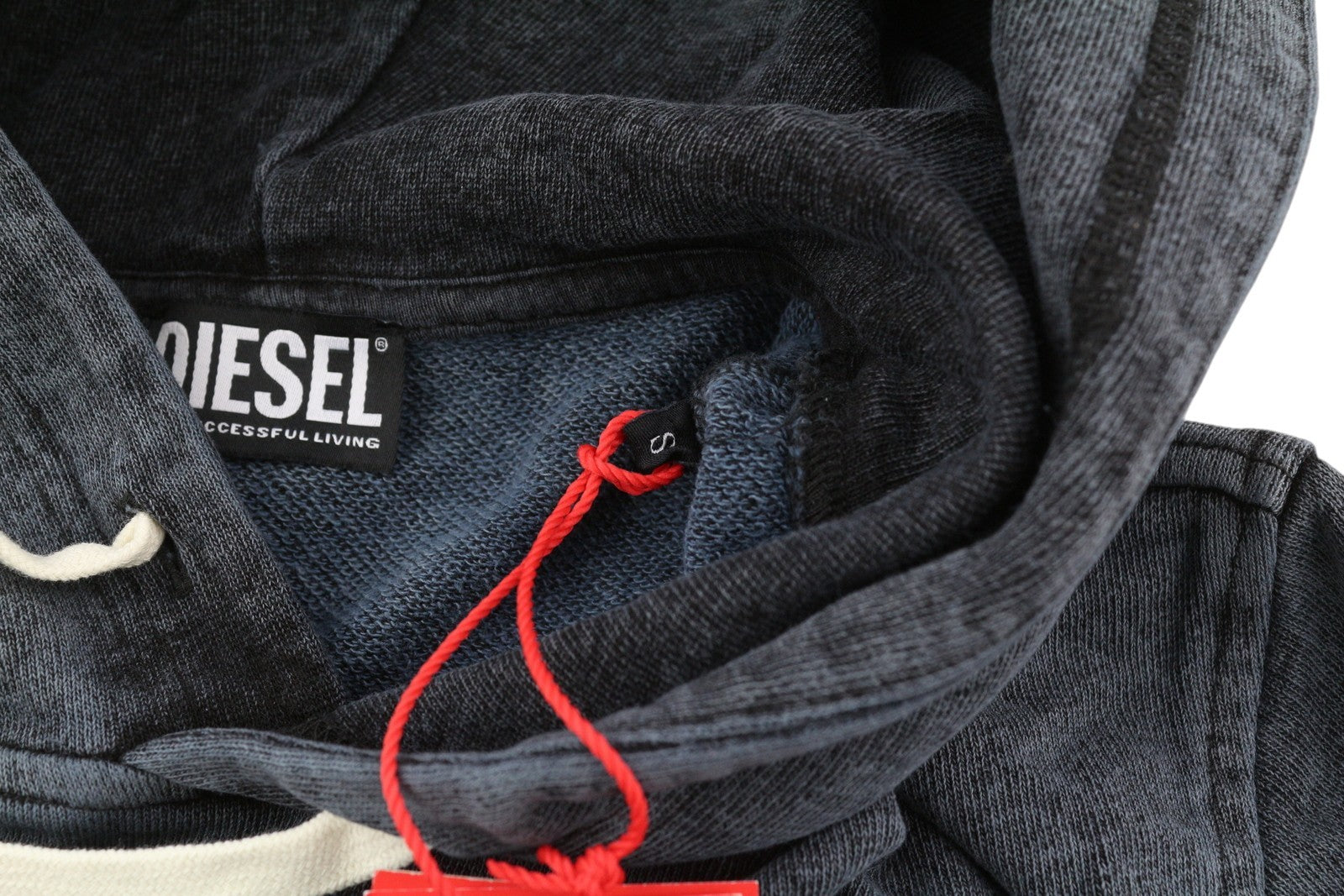 DIESEL S-Ginn-Hood-E1 Men Hoodie S Washed Grey Distress Hooded Kangaroo RRP€195