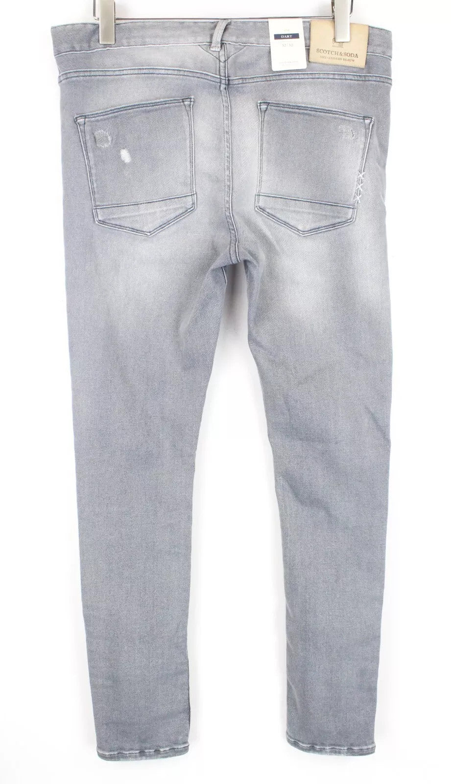 SCOTCH & SODA Dart Men's Jeans W32/L32 Grey Distressed Super Skinny Washed Fit