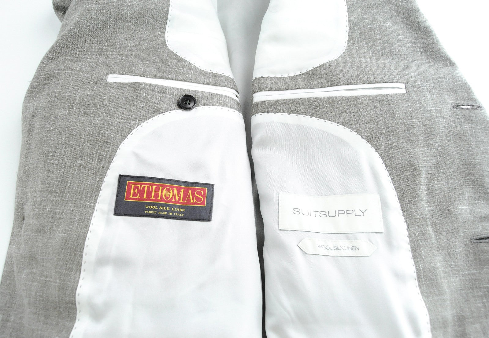 SUITSUPPLY Havana Jetted FL Men's Grey Blazer UK38R Wool Silk Linen Slim Fit