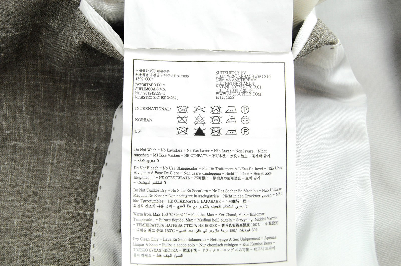 SUITSUPPLY Havana Jetted FL Men's Grey Blazer UK38R Wool Silk Linen Slim Fit