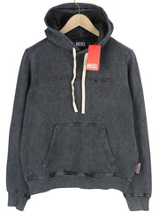 DIESEL S-Ginn-Hood-E1 Men Hoodie XL Washed Grey Distress Hooded Kangaroo RRP€195