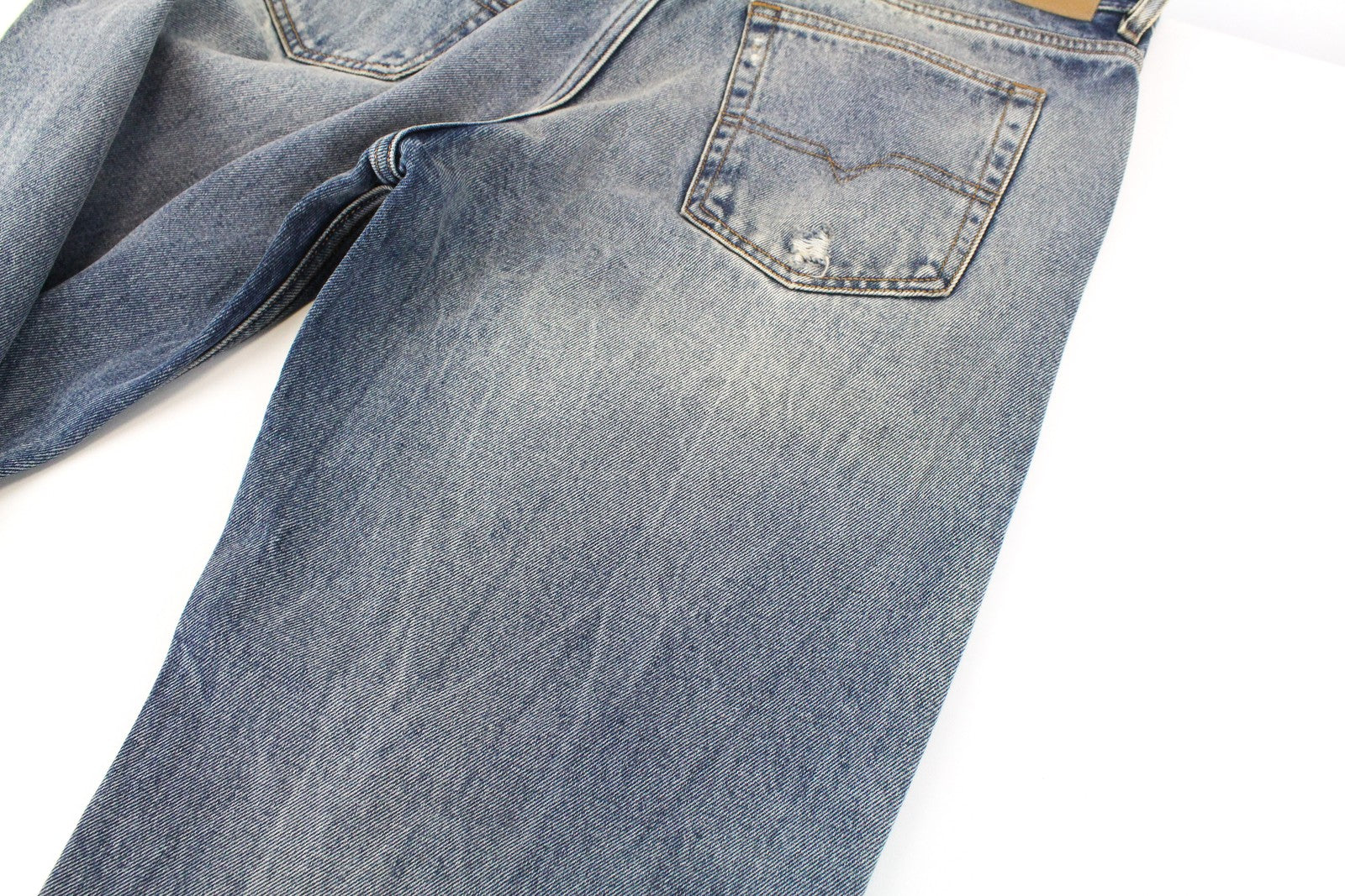 DIESEL Dagh-XP 084ZS Men's Jeans W32/L32 Straight Fit Washed Blue Ripped Cotton