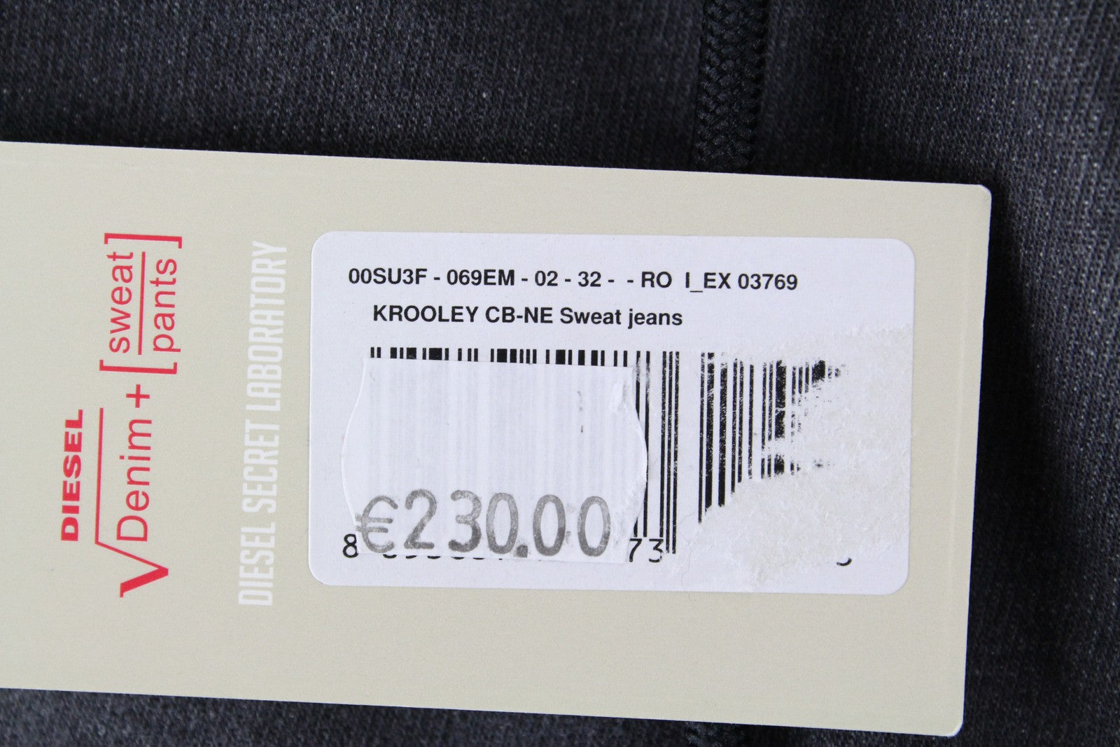 DIESEL Krooley CB-NE 069EM Men's Grey Ripped Sweat Jogg Jeans W32 Slim Washed