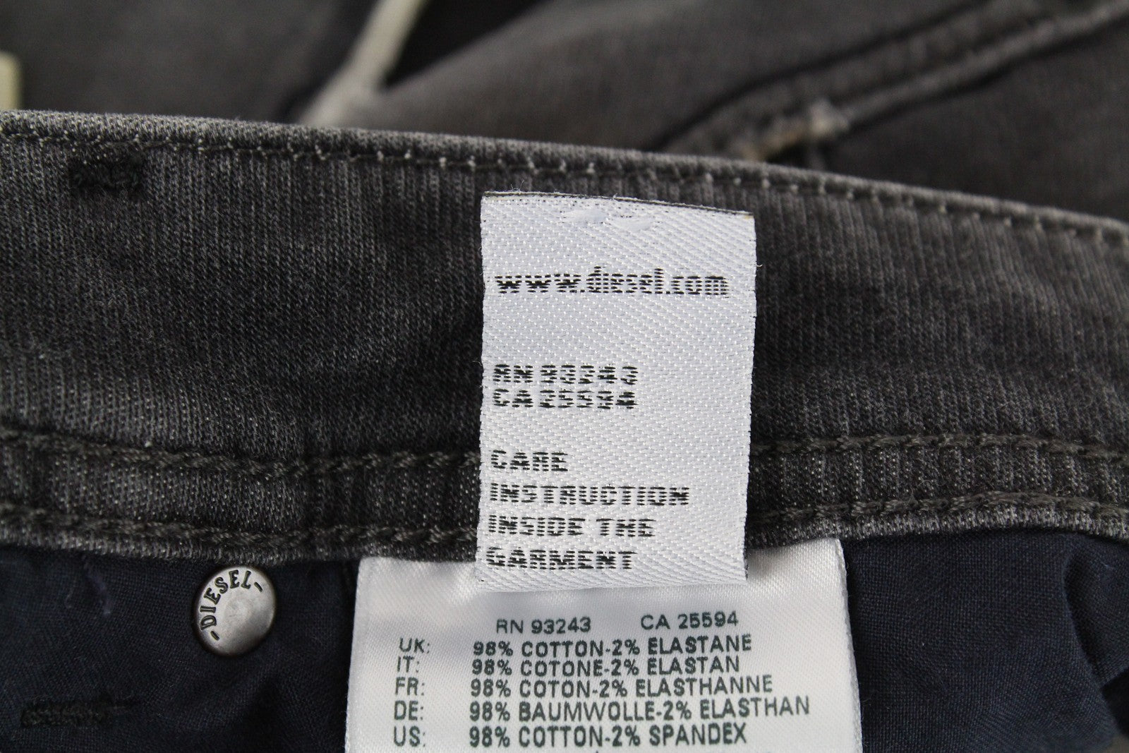 DIESEL Krooley CB-NE 069EM Men's Grey Ripped Sweat Jogg Jeans W32 Slim Washed