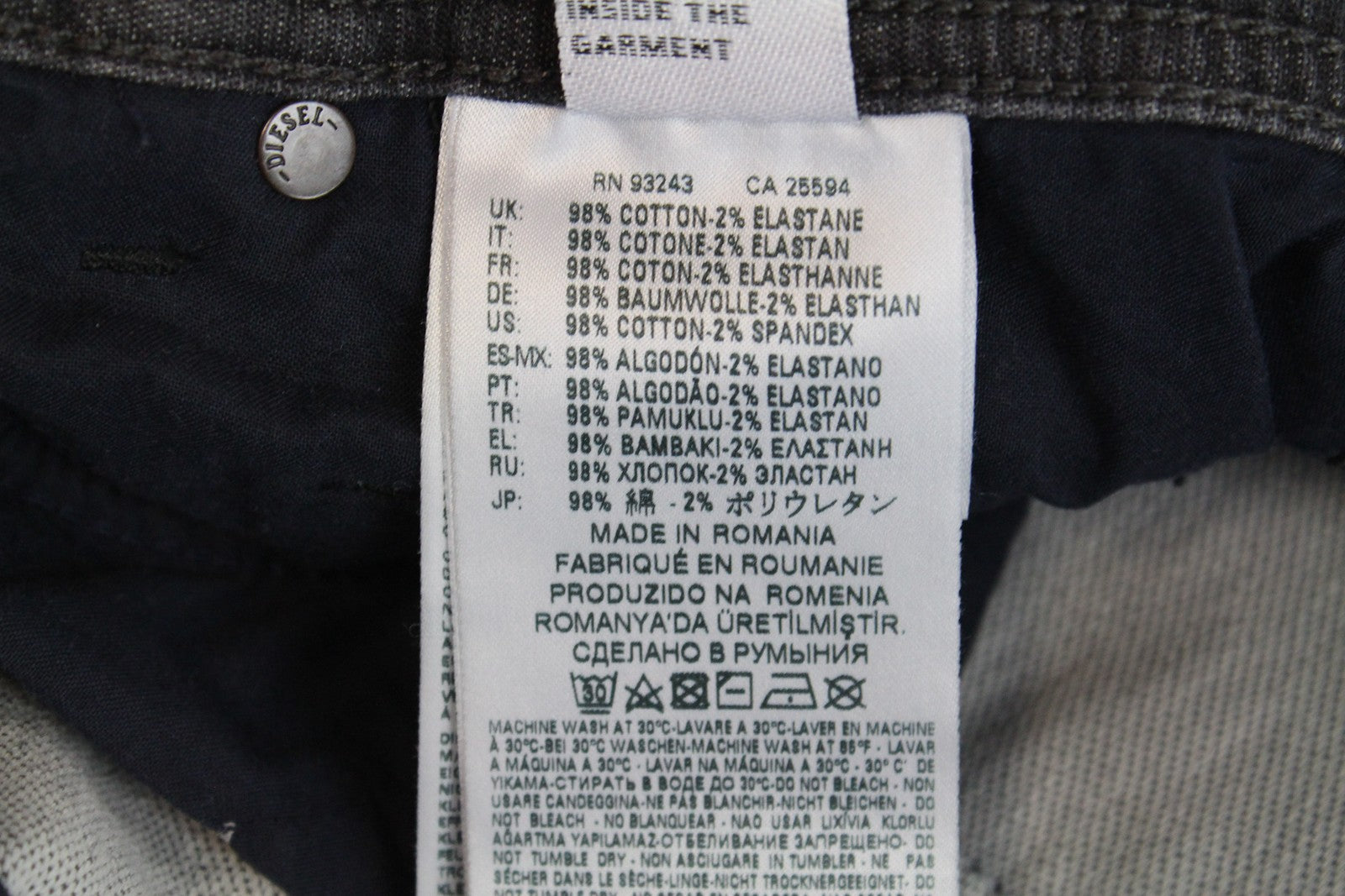 DIESEL Krooley CB-NE 069EM Men's Grey Ripped Sweat Jogg Jeans W32 Slim Washed