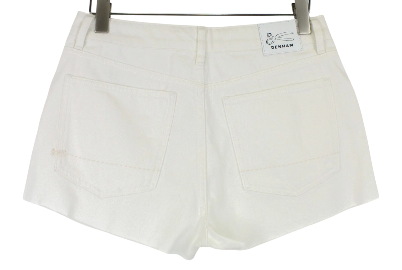DENHAM Melrose Women's Shorts W26 Off-White Button Fly Denim Pure Cotton