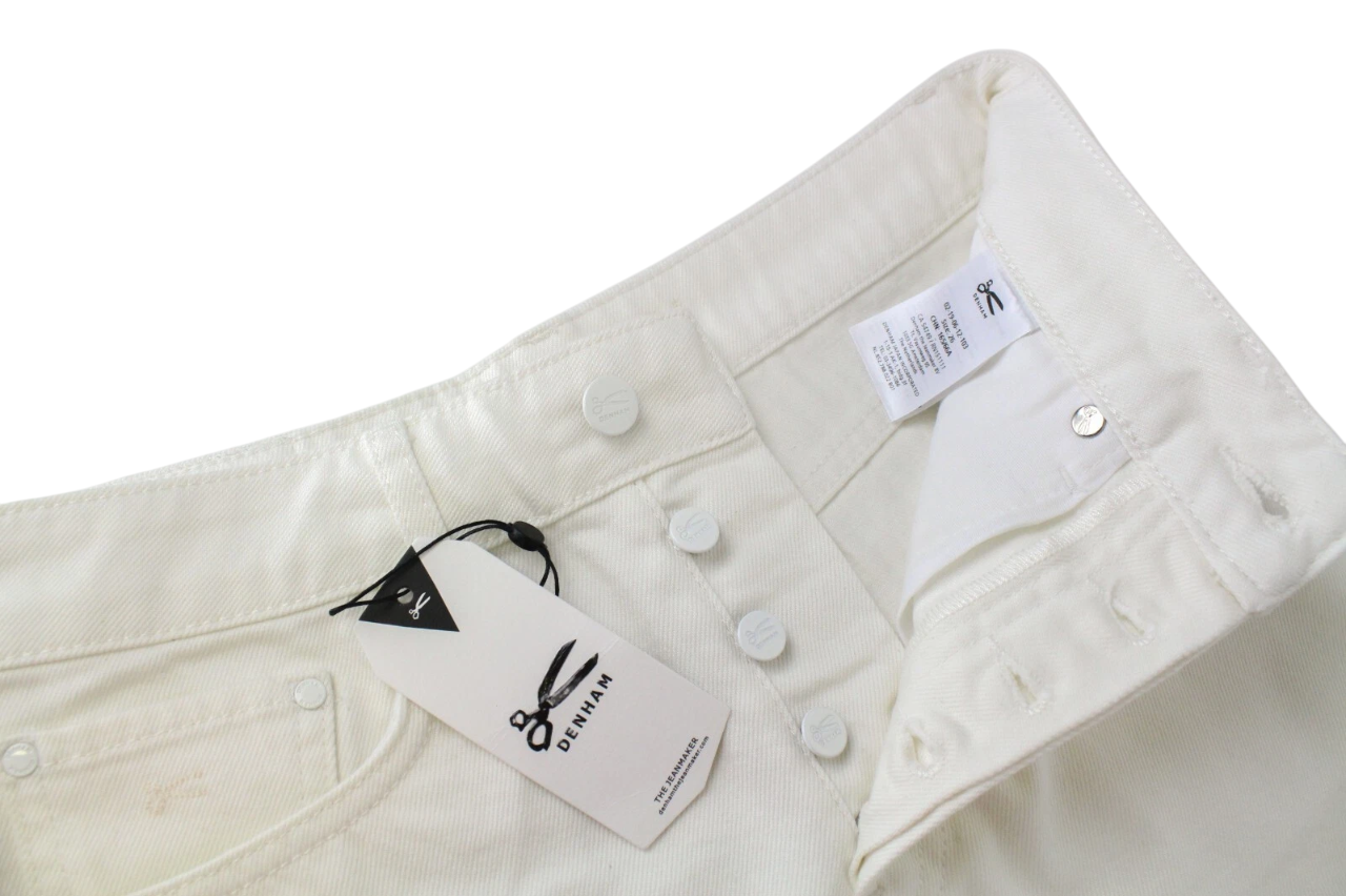 DENHAM Melrose Women's Shorts W26 Off-White Button Fly Denim Pure Cotton