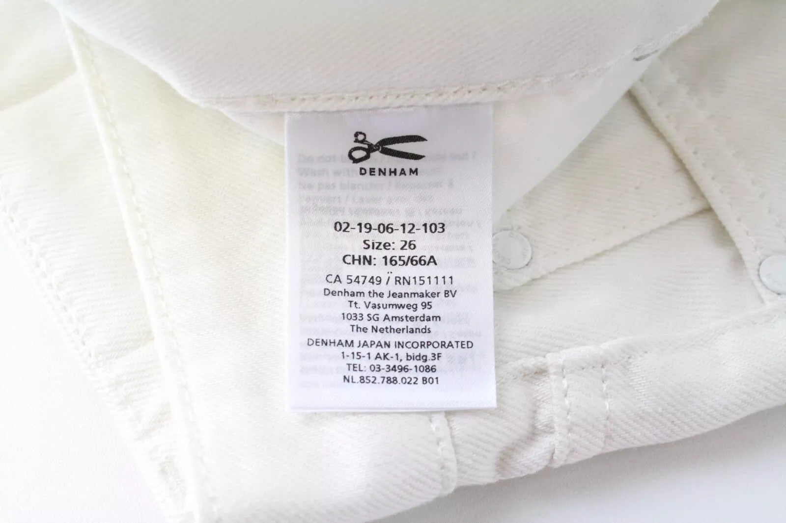 DENHAM Melrose Women's Shorts W26 Off-White Button Fly Denim Pure Cotton