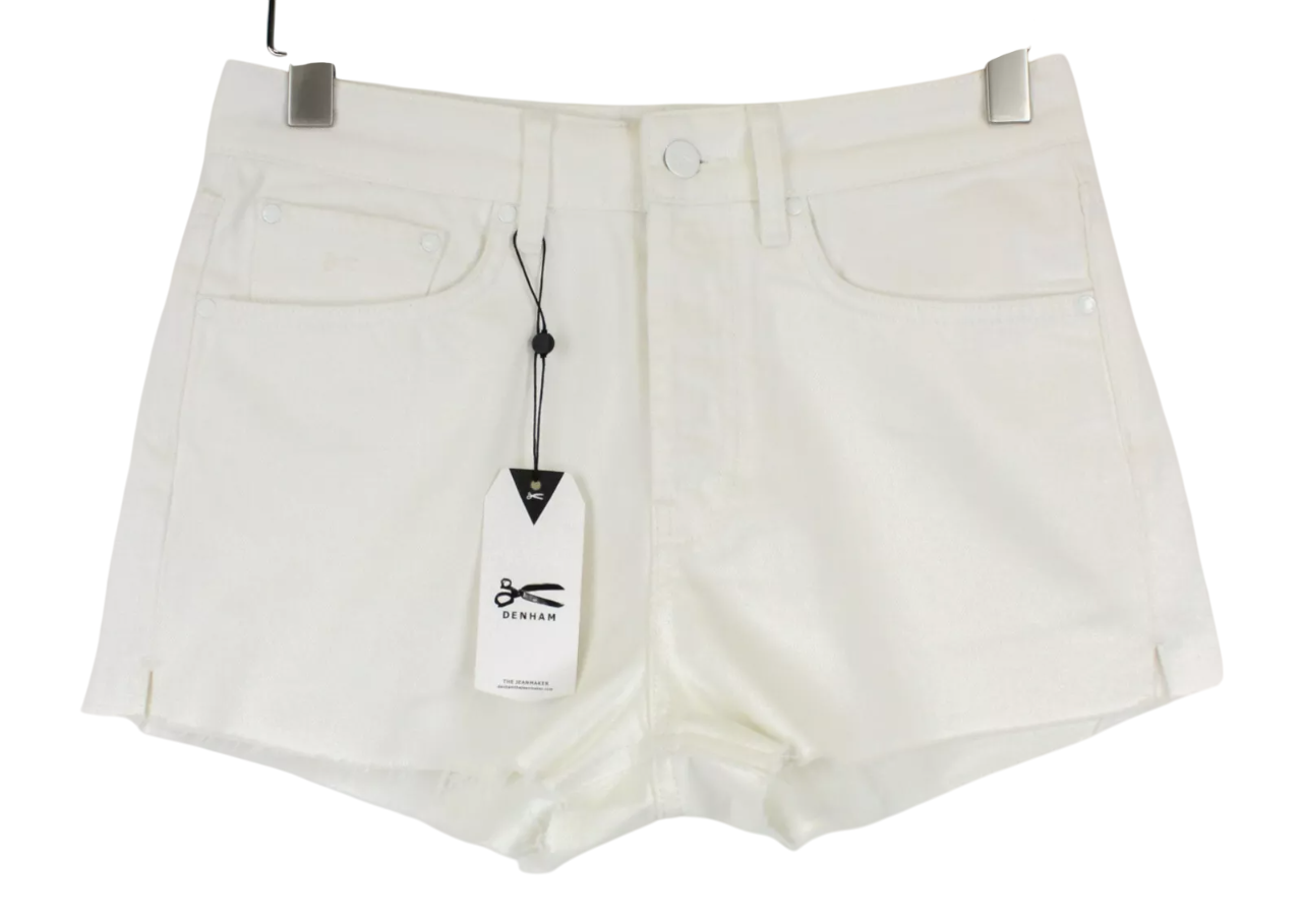 DENHAM Melrose Women's Shorts W28 Off-White Pure Cotton Casual Denim Summer