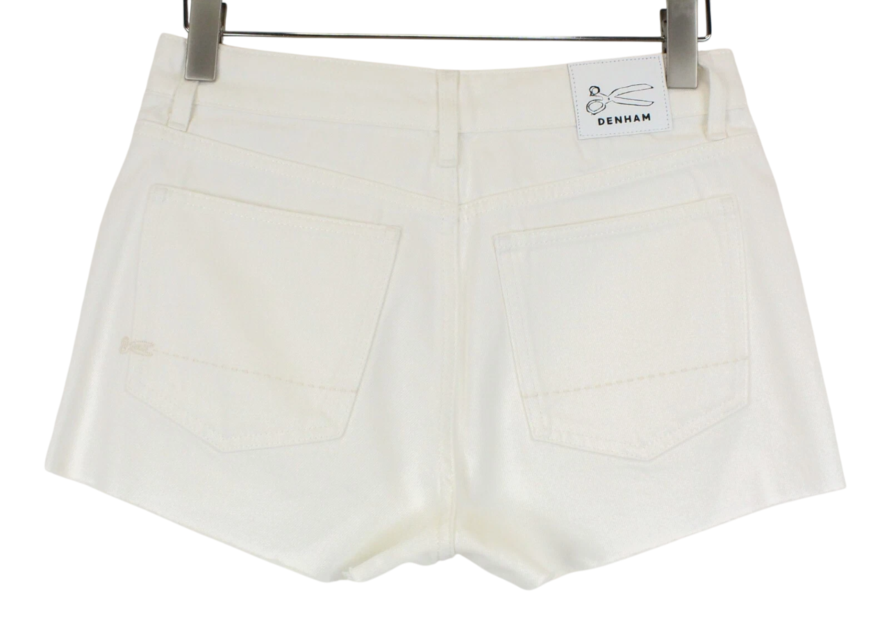 DENHAM Melrose Women's Shorts W28 Off-White Pure Cotton Casual Denim Summer