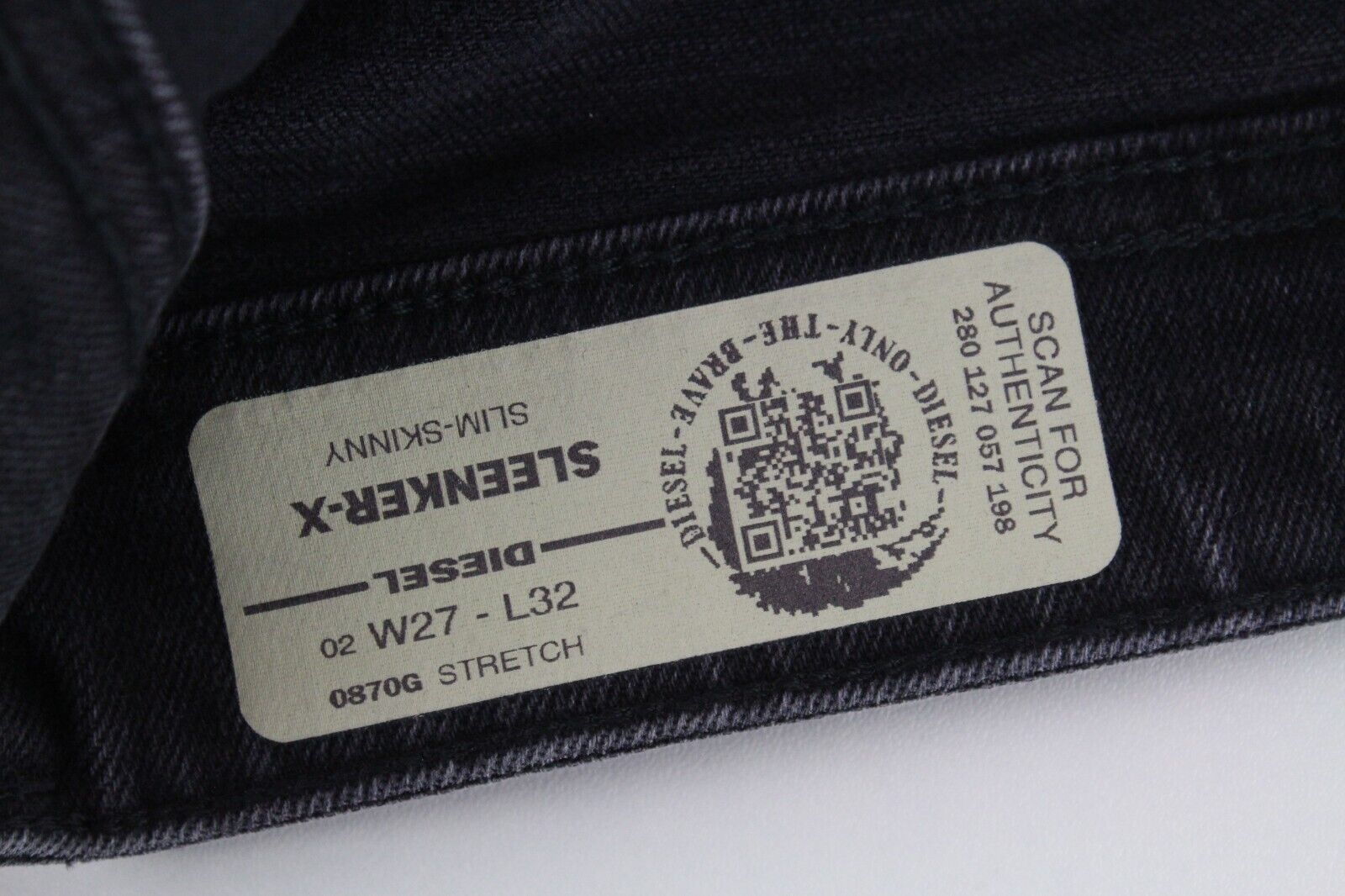 DIESEL Sleenker-X 0870G Men's Blue Jeans W27/L32 Black Faded Slim Skinny Fit