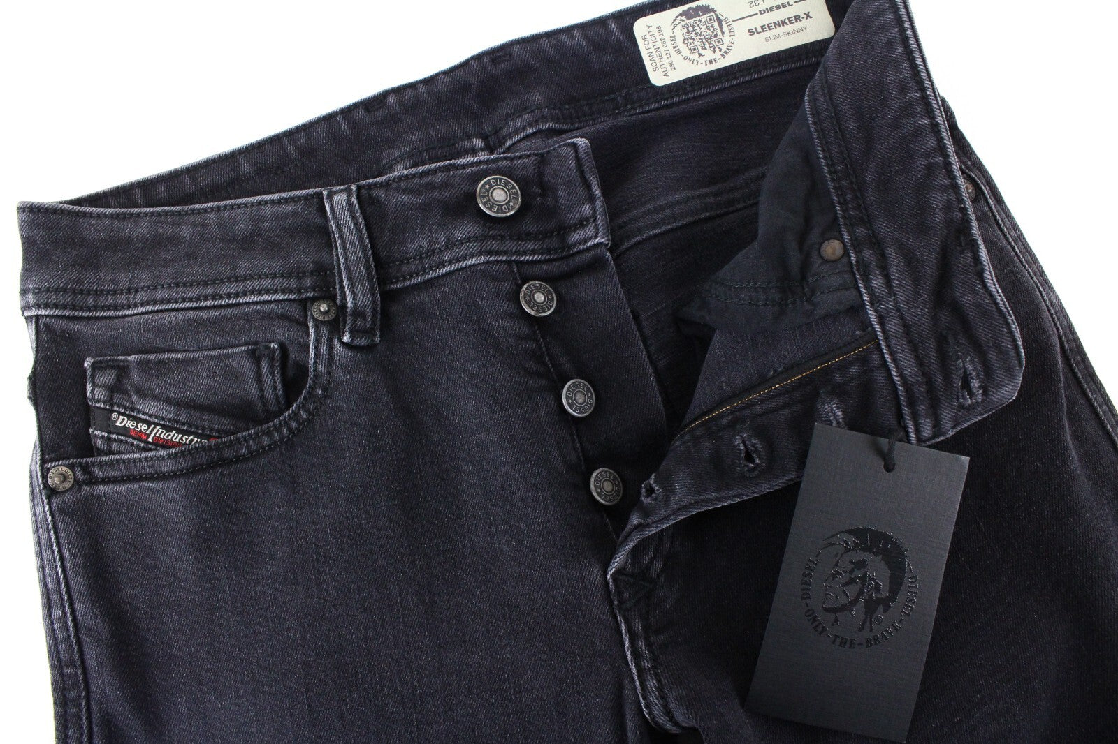 DIESEL Sleenker-X 0870G Men's Blue Jeans W27/L32 Black Faded Slim Skinny Fit