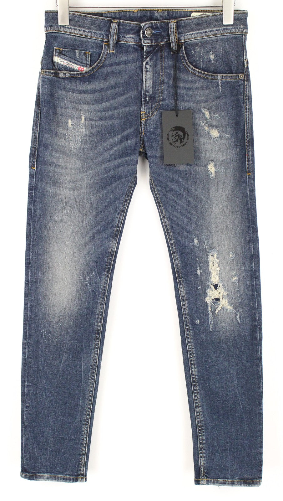 DIESEL Thommer 083AC Men's Jeans W28/L30 Slim Fit Skinny Blue Cotton Ripped