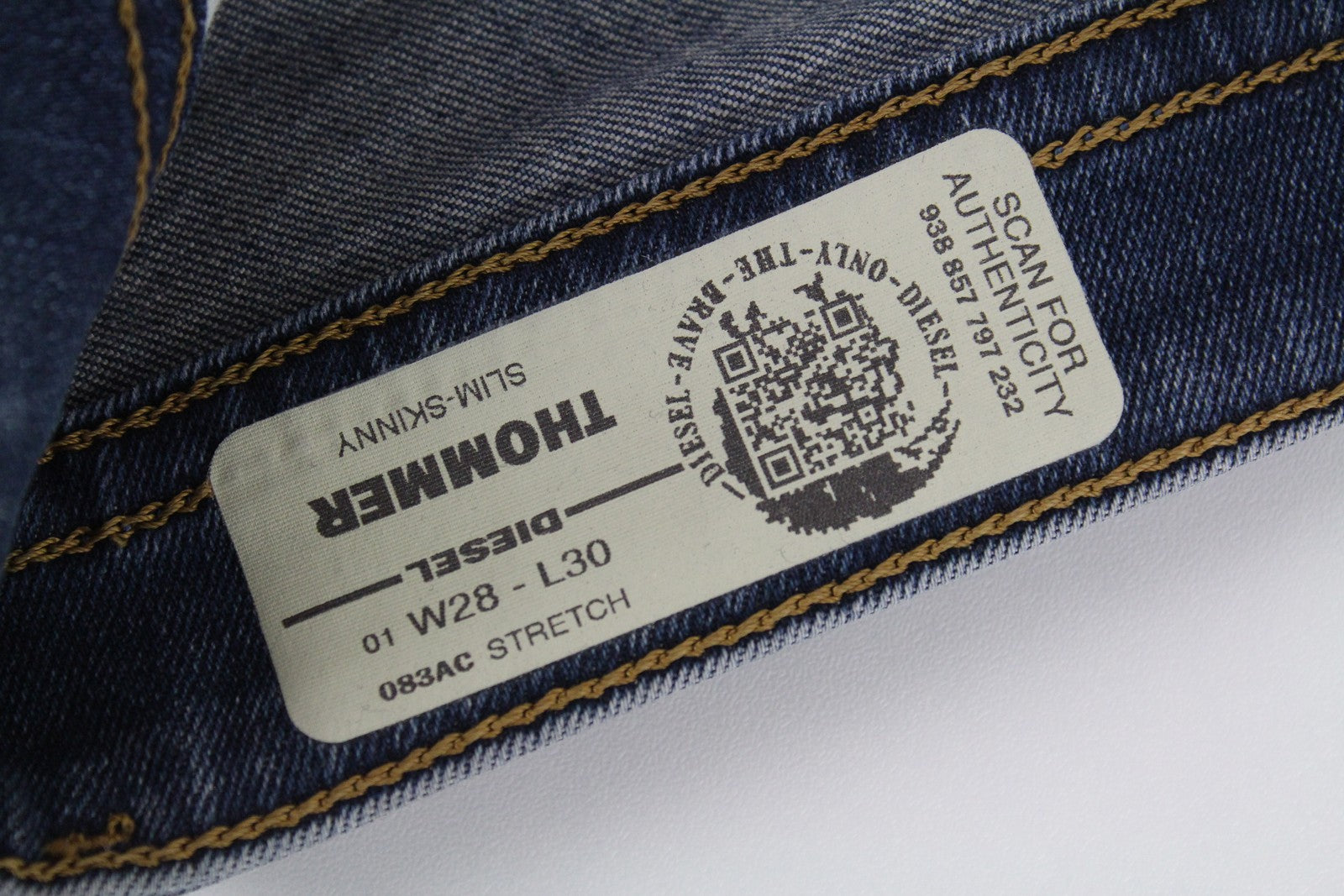 DIESEL Thommer 083AC Men's Jeans W28/L30 Slim Fit Skinny Blue Cotton Ripped