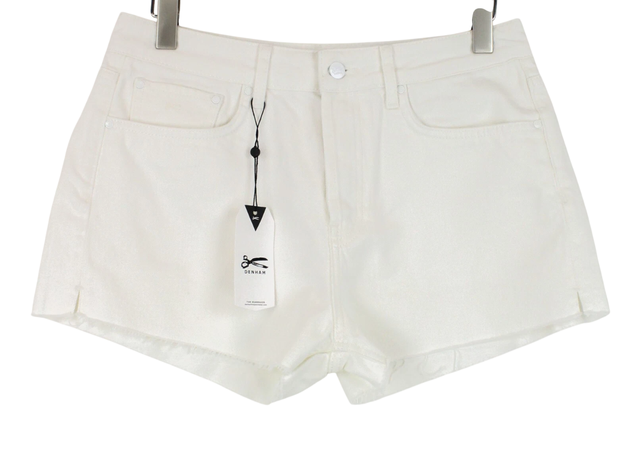 DENHAM Melrose Women's Shorts W29 Off-White Summer Denim Cotton 5-Pocket