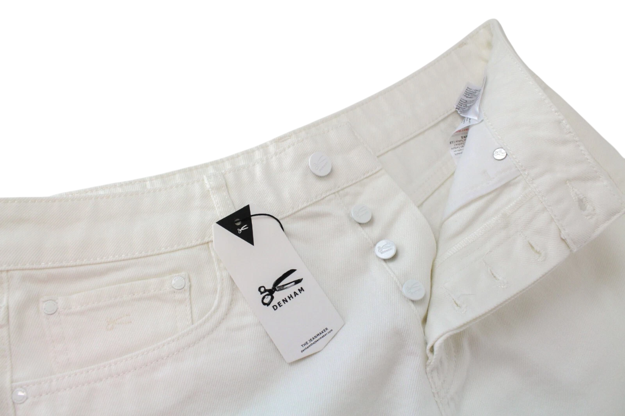 DENHAM Melrose Women's Shorts W29 Off-White Summer Denim Cotton 5-Pocket